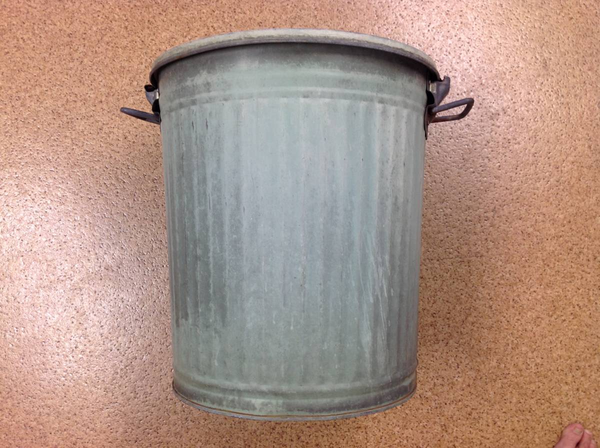 ビンテージ ブリキ 蓋付きバケツ / ゴミ箱 ダストボックス ブリキ缶