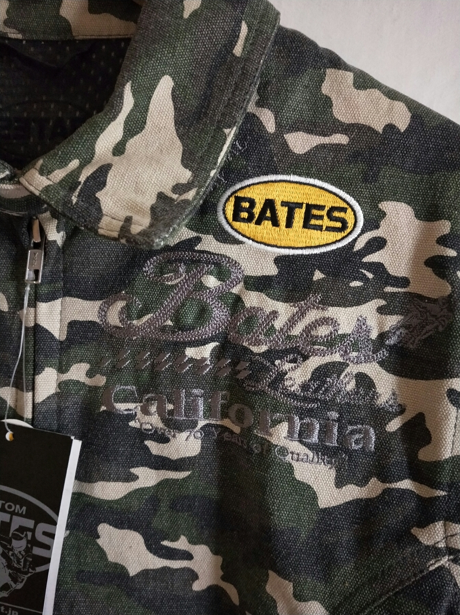 新品 未使用 ベイツ BATES 半袖 ジップアップ ジャケット カモフラ 迷彩 刺繍