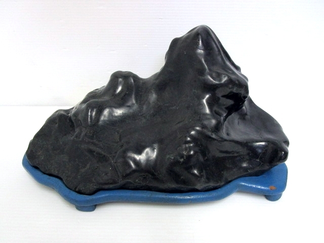 佐治川石 石 鑑賞石 台付 盆栽 盆石 置物 7.8kg 高さ29cm ⑪