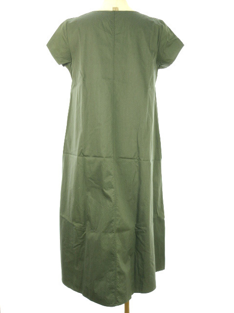 ヨーガンレール Jurgen Lehl フレア ワンピース コットン グリーン系 タイプライター 半袖 ロング丈 Aライン 061419