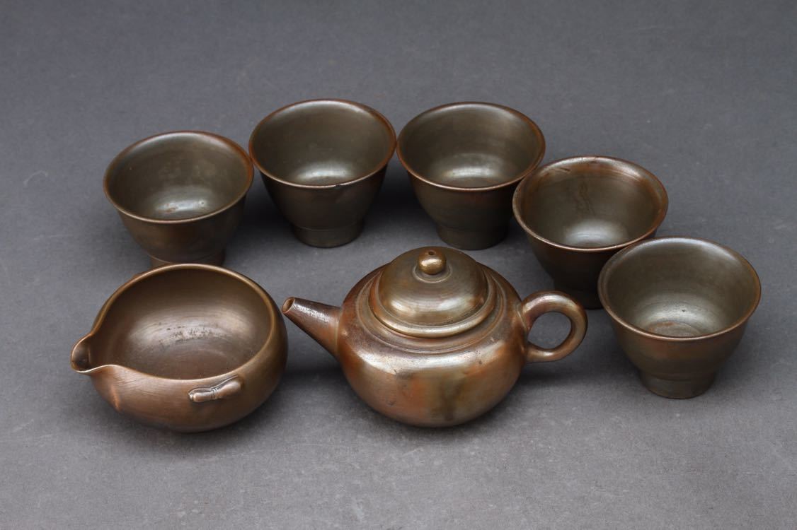 備前焼 急須 在銘『備前森 湯冷し 煎茶碗10客 中国茶式