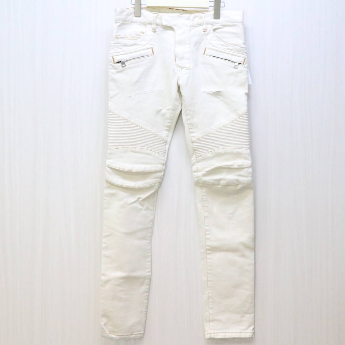 BALMAIN バルマン ダメージ加工 バイカー デニム パンツ S7H9551T022