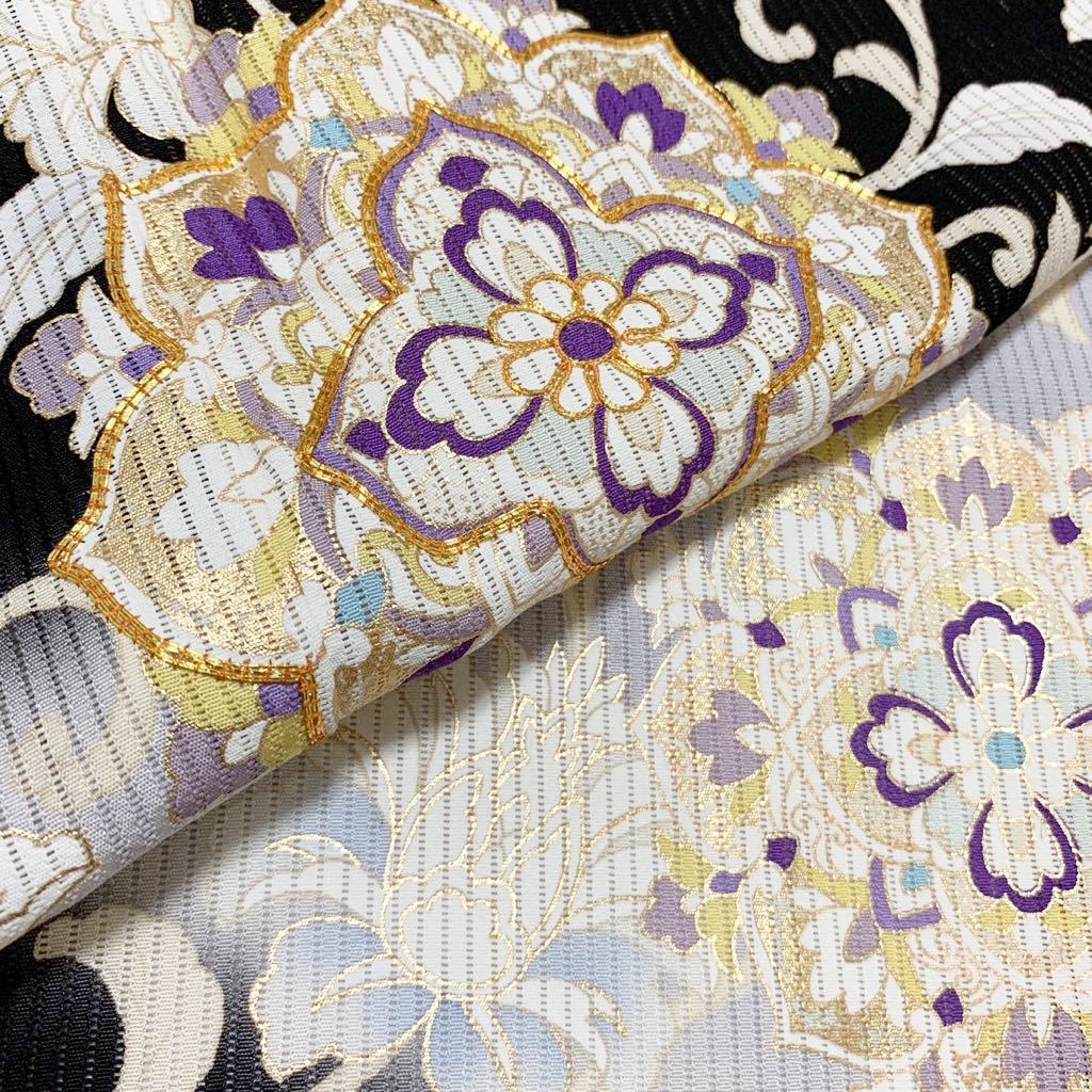 逸品 京友禅 金駒刺繍 金彩加工 竪絽 唐花華文様の訪問着 未使用品