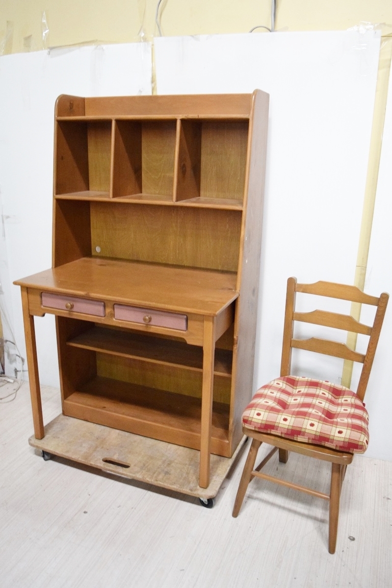 アンファン★カントリー家具　学習デスク アンファン/カントリー家具/引き出し付き勉強机・学習デスク/2点セット