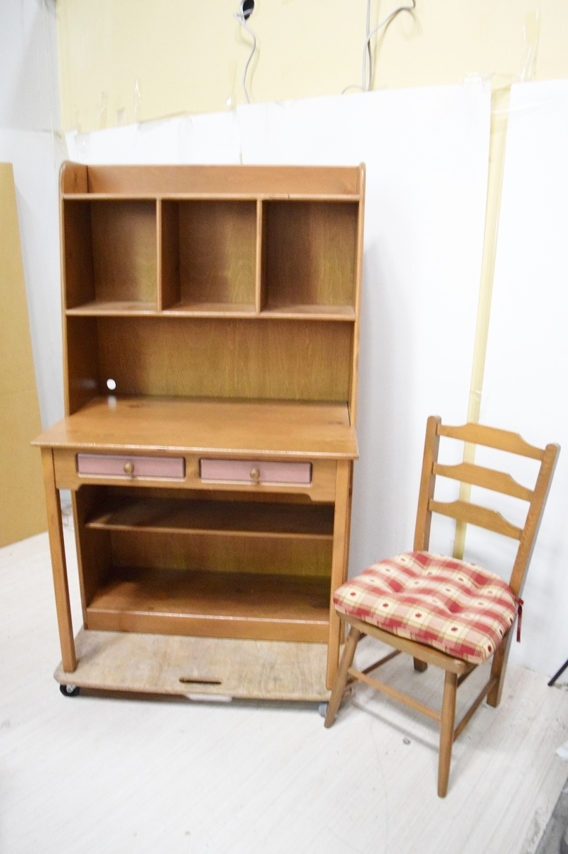 アンファン/カントリー家具/引き出し付き勉強机・学習デスク/2点セット