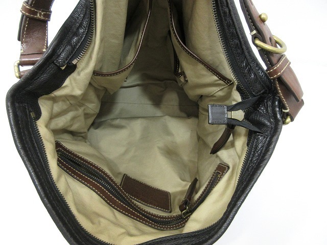 1円 良品 COACH コーチ●2way バッグ ショルダーバッグ J1093-70189 レザー ブラック×ブラウン (70161 COACH ショルダーバッグ 2way メンズ ビジネスバッグ バッグ