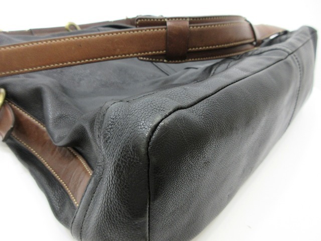 1円 良品 COACH コーチ●2way バッグ ショルダーバッグ J1093-70189 レザー ブラック×ブラウン (70161 COACH ショルダーバッグ 2way メンズ ビジネスバッグ バッグ