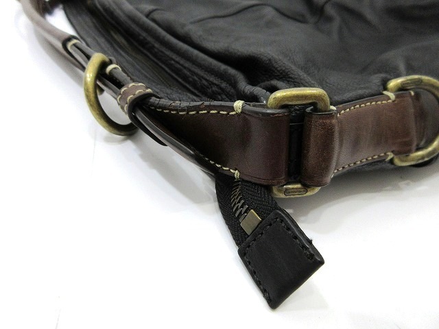 1円 良品 COACH コーチ●2way バッグ ショルダーバッグ J1093-70189 レザー ブラック×ブラウン (70161 COACH ショルダーバッグ 2way メンズ ビジネスバッグ バッグ