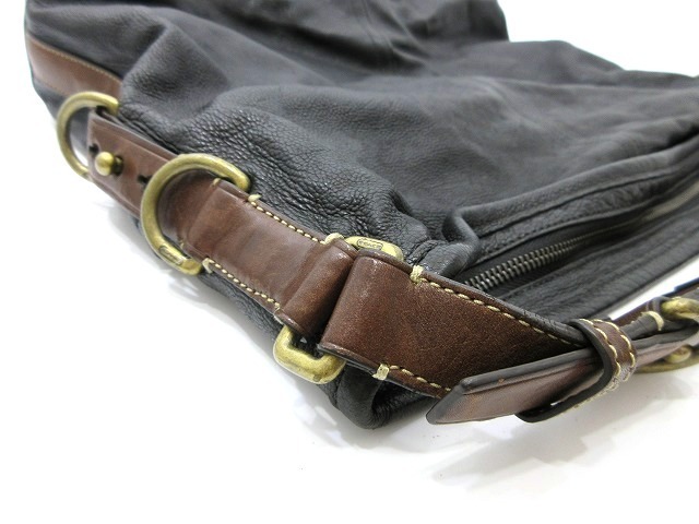 1円 良品 COACH コーチ●2way バッグ ショルダーバッグ J1093-70189 レザー ブラック×ブラウン (70161 COACH ショルダーバッグ 2way メンズ ビジネスバッグ バッグ