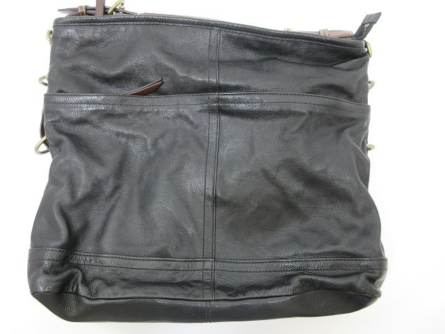 1円 良品 COACH コーチ●2way バッグ ショルダーバッグ J1093-70189 レザー ブラック×ブラウン (70161 COACH ショルダーバッグ 2way メンズ ビジネスバッグ バッグ
