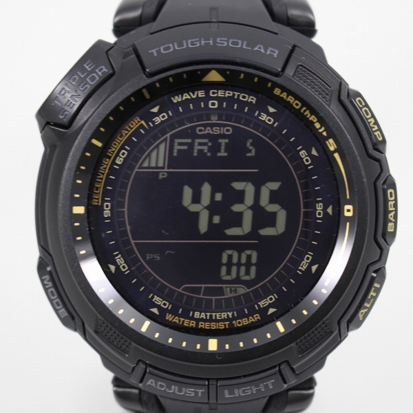 【美品】カシオ プロトレック スーパースリムライン オールブラックリミテッド ソーラー電波 PRW-1300YJ-1JF【いおき質店】