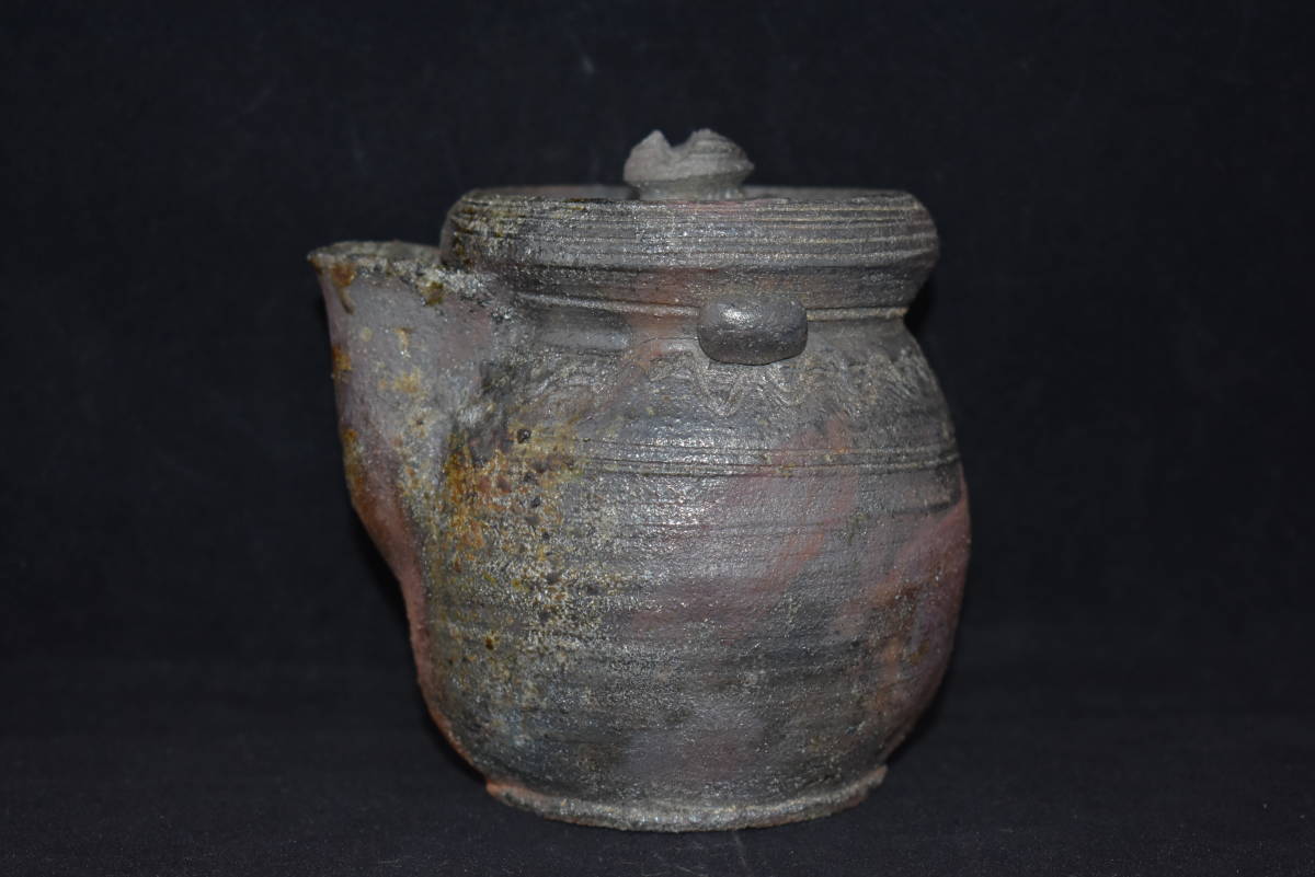 備前焼 煎茶道具 時代物 急須 在銘 宝瓶 南蛮手 極上品 -備前焼 初だし