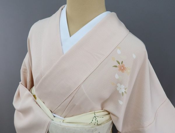 ゆめsaku 新品 絽 五泉 夏着物“夏の花道を開く桜と雪輪の夢舞台”仕付け