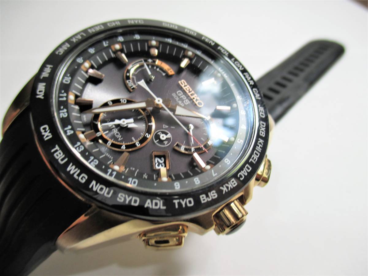 売切 美品 アストロン SBXB055 SS/セラミック ゴールド色 (46 【公式通販】