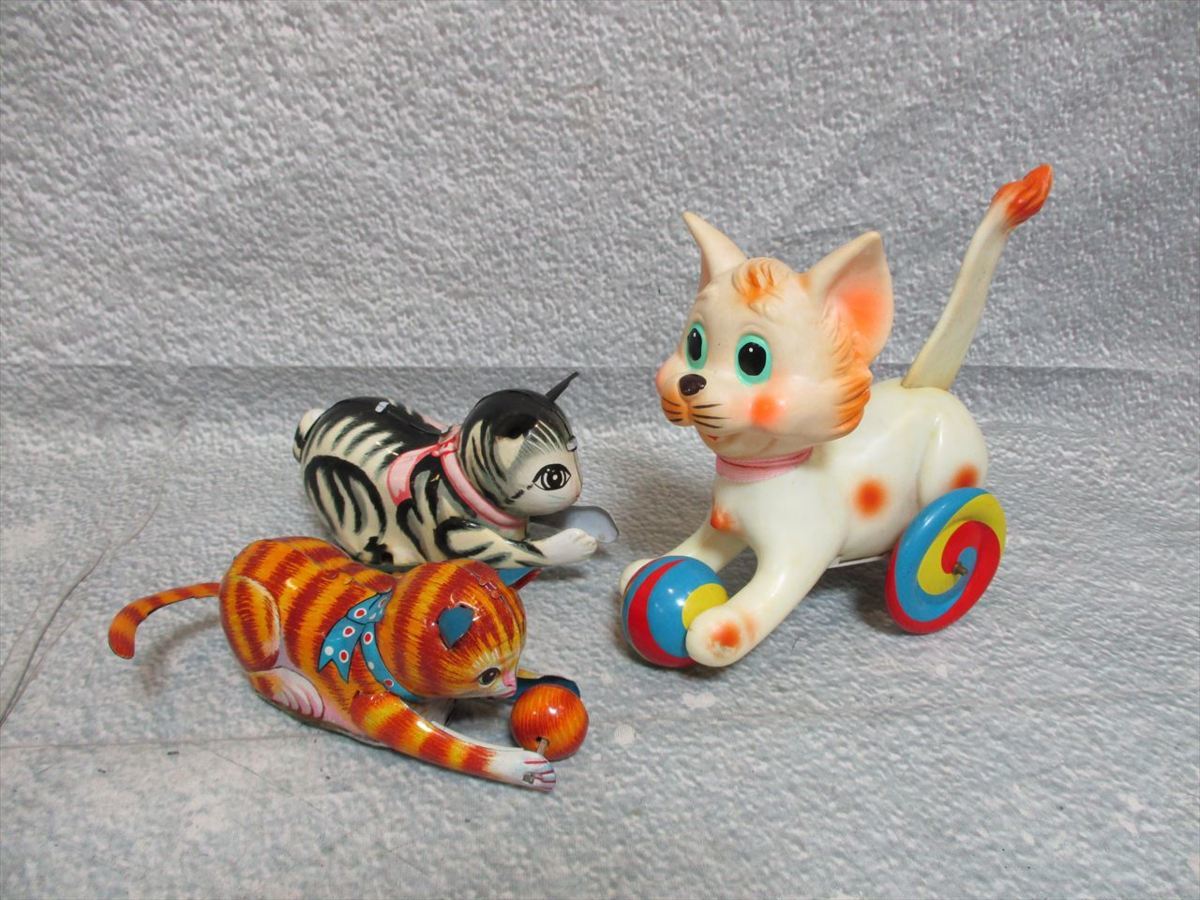 格安，定番人気 54 当時物 日本製 猫 ねこ ブリキ まとめて ソフビ ゼンマイ レバー 玉遊び 昭和 レトロ 玩具 ジャンクもあり(動物)｜売買されたオークション情報、yahooの商品情報をアーカイブ公開 - オーク 動物