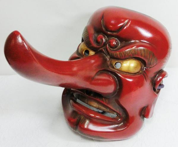 レビューを書けば送料当店負担 天狗のお面 木製 美術品 アンティーク Hlt No