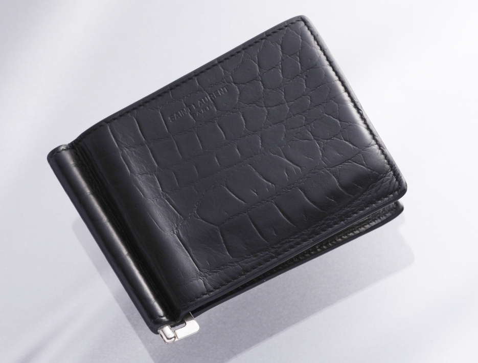 SAINT LAURENTサンローランYSL クロコ型押し 二つ折り財布 二つ折り長