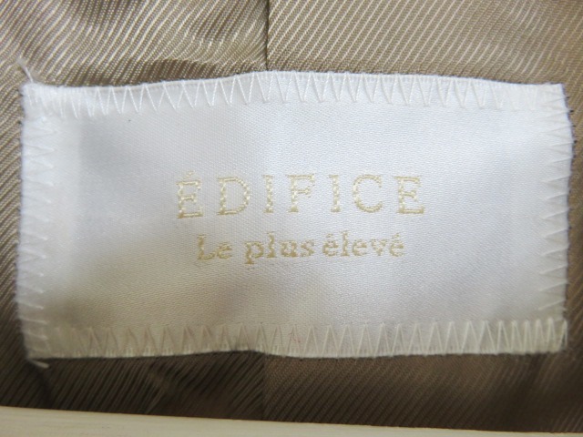 新品 エディフィス EDIFICE ボンディング カシミヤ混 ウール コート ロング ステンカラー 茶 ブラウン 50