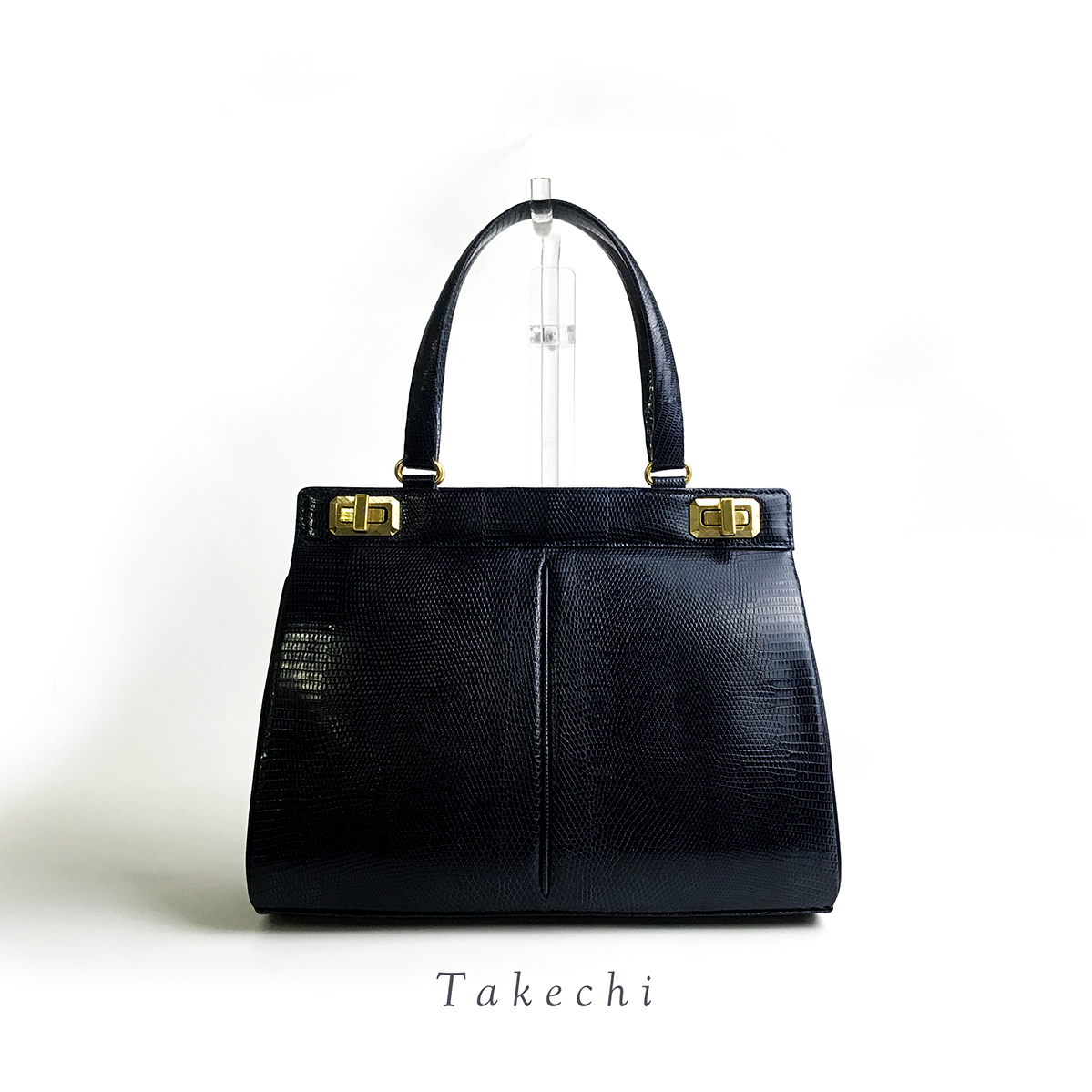 良品 Takechi タケチ リザード レザー ハンド バッグ トカゲ革 良品 Takechi タケチ リザード レザー ハンド バッグ トカゲ革
