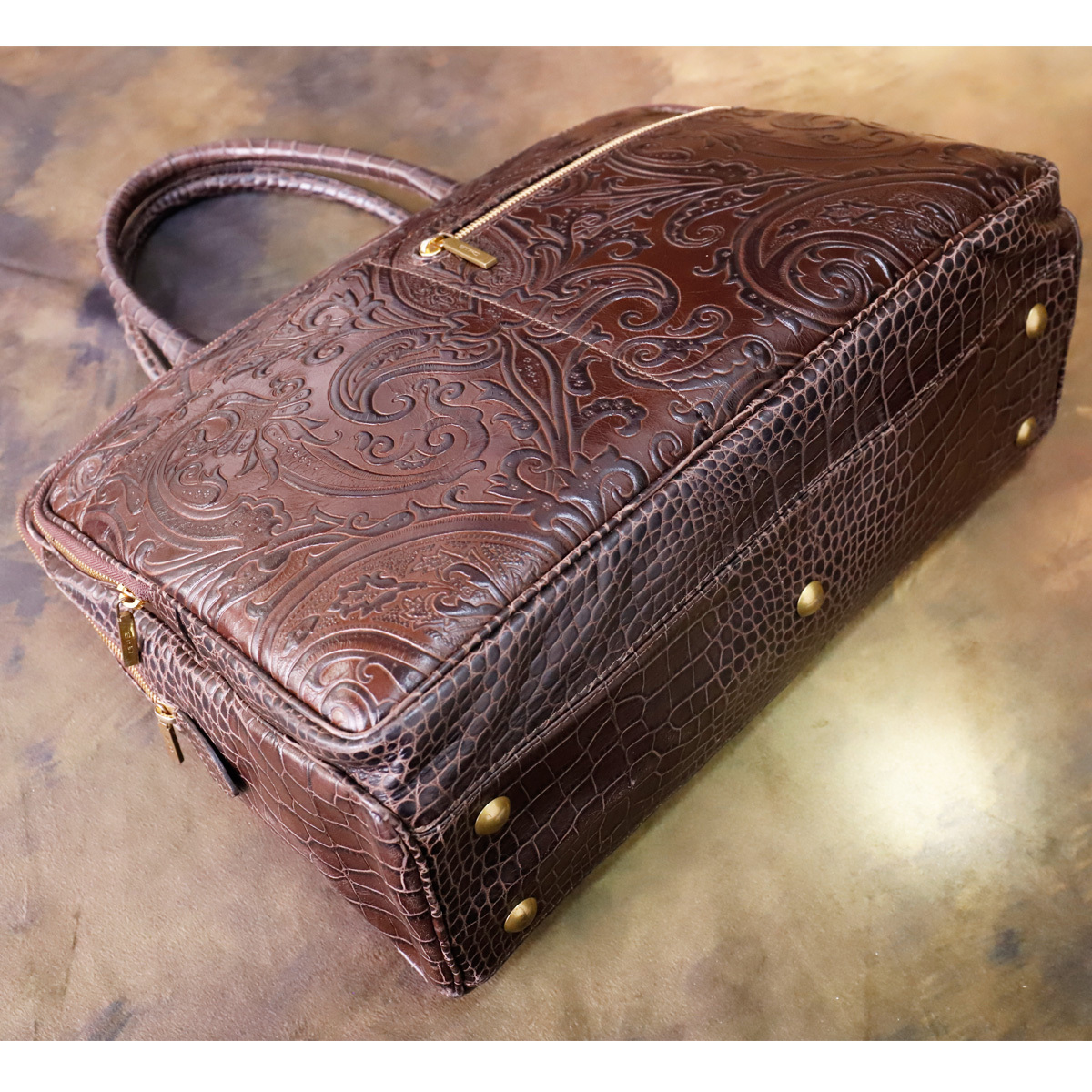 エトロ マルゴット レザー ETRO ハンドバッグ クロコ型押し 美品 