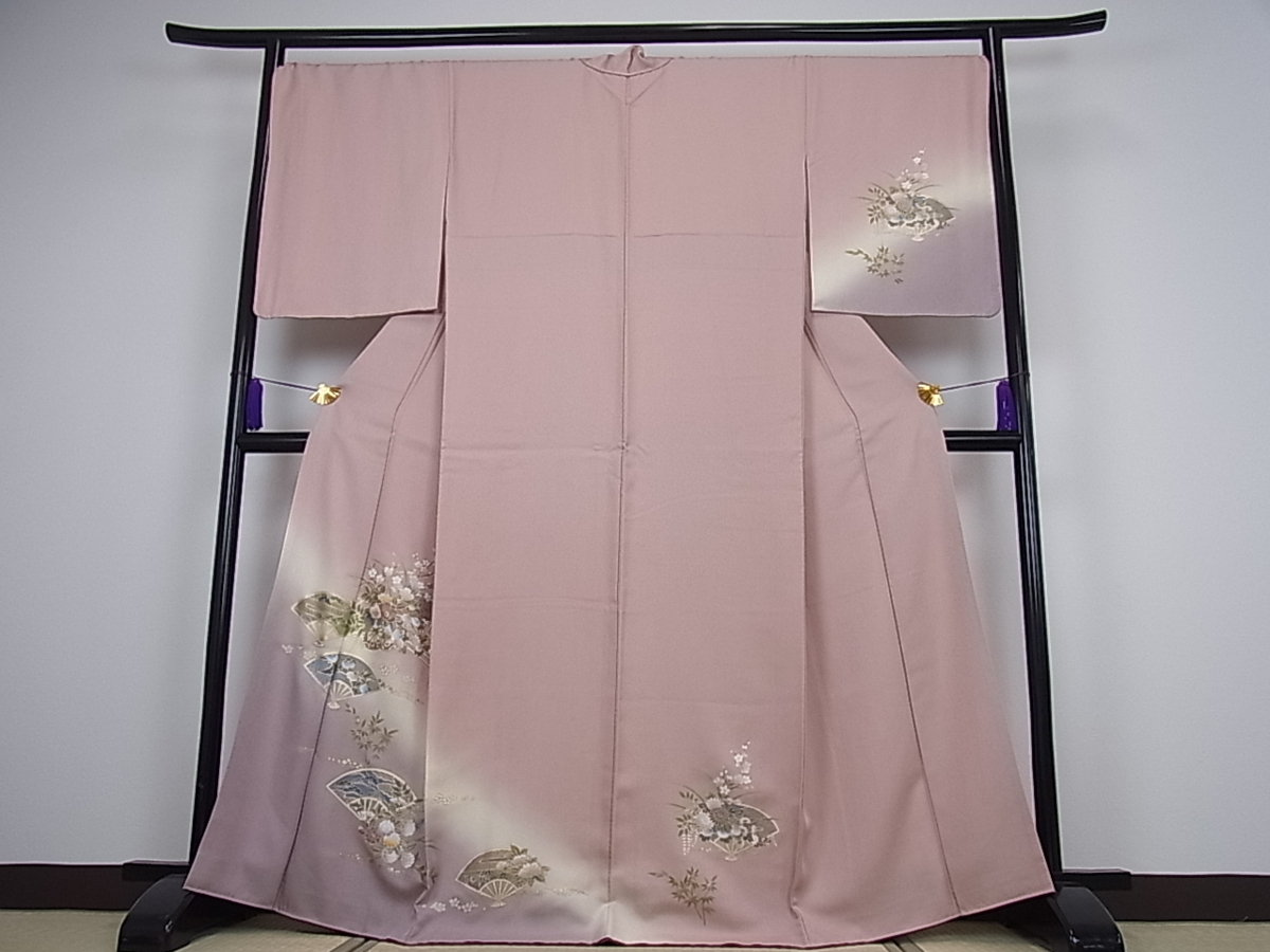 ベストストア日本一受賞■平和屋着物■訪問着・襦袢（無双仕立て）・袋帯セット　友禅　扇面花車文　暈し染め　金彩　半衿刺繍　逸品bi127