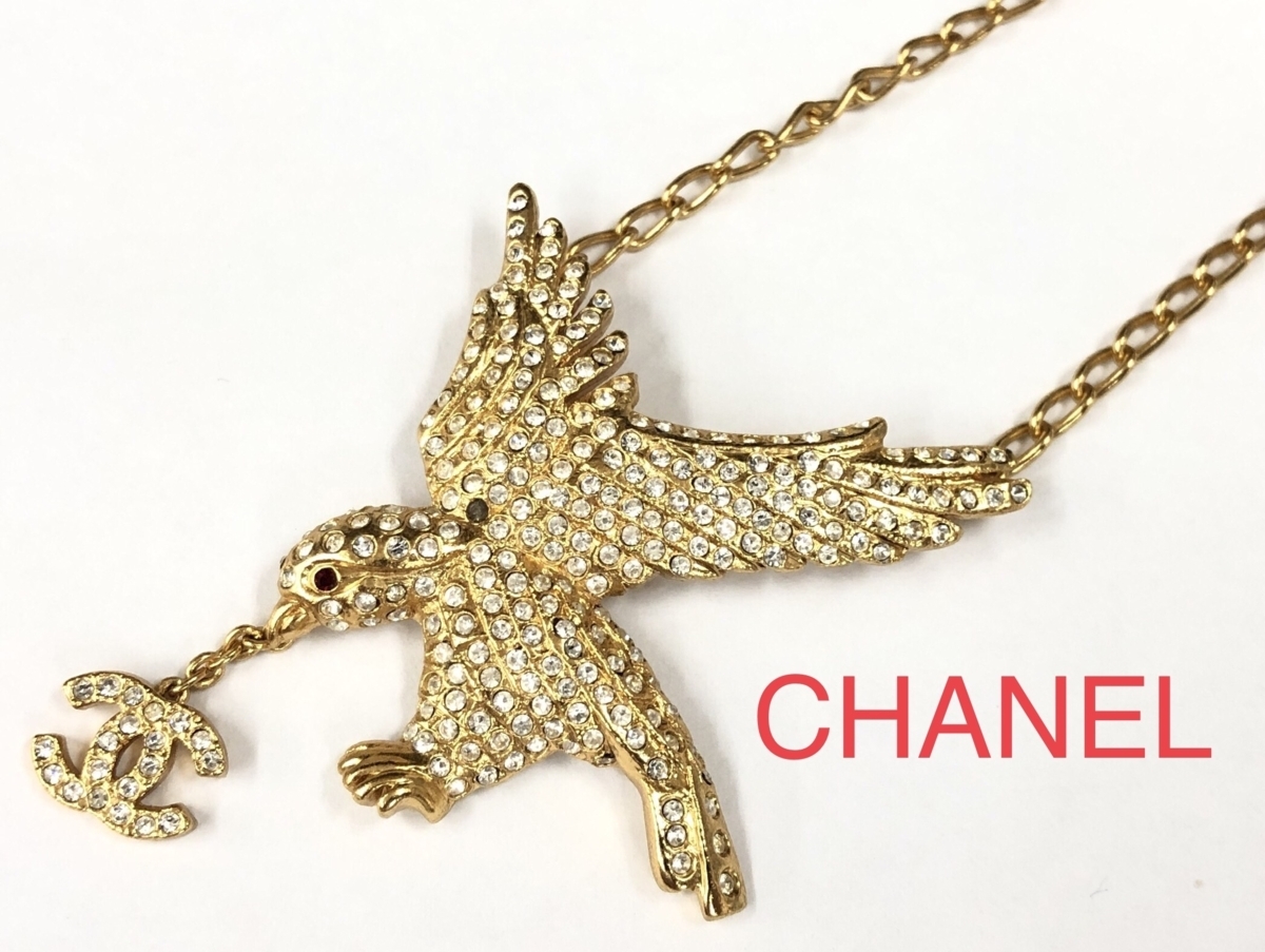 CHANEL ネックレス CCマーク 鳥 シャネル ゴールドカラー ◇3101 