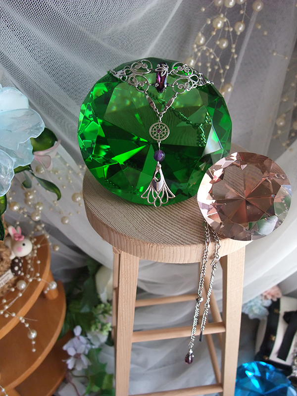 【Silver　Moon】ラリエット風ネックレス　～天然石アメジスト～_1