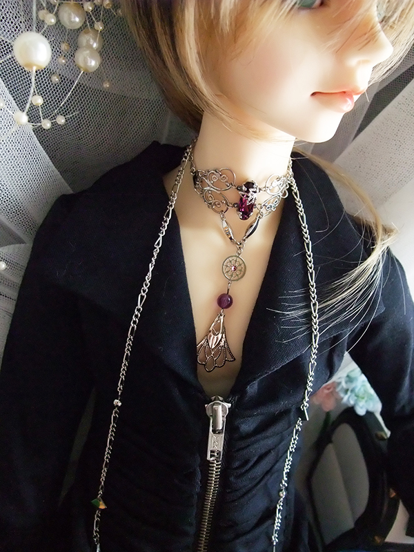 【Silver　Moon】ラリエット風ネックレス　～天然石アメジスト～_2