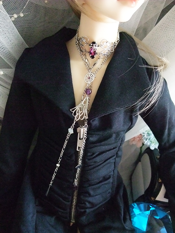 【Silver　Moon】ラリエット風ネックレス　～天然石アメジスト～_4