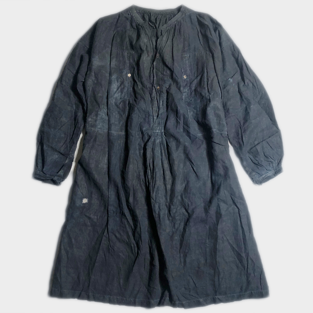 【大人気，豊富な】 1900's ブラック インディゴ リネン スモック SMOCK INDIGO LINEN FRENCH WORK BIAUDE フレンチ ヴィンテージ レア 羊飼い ビオード(Mサイズ)｜売買されたオークション情報、yahooの商品情報をアーカイ Mサイズ