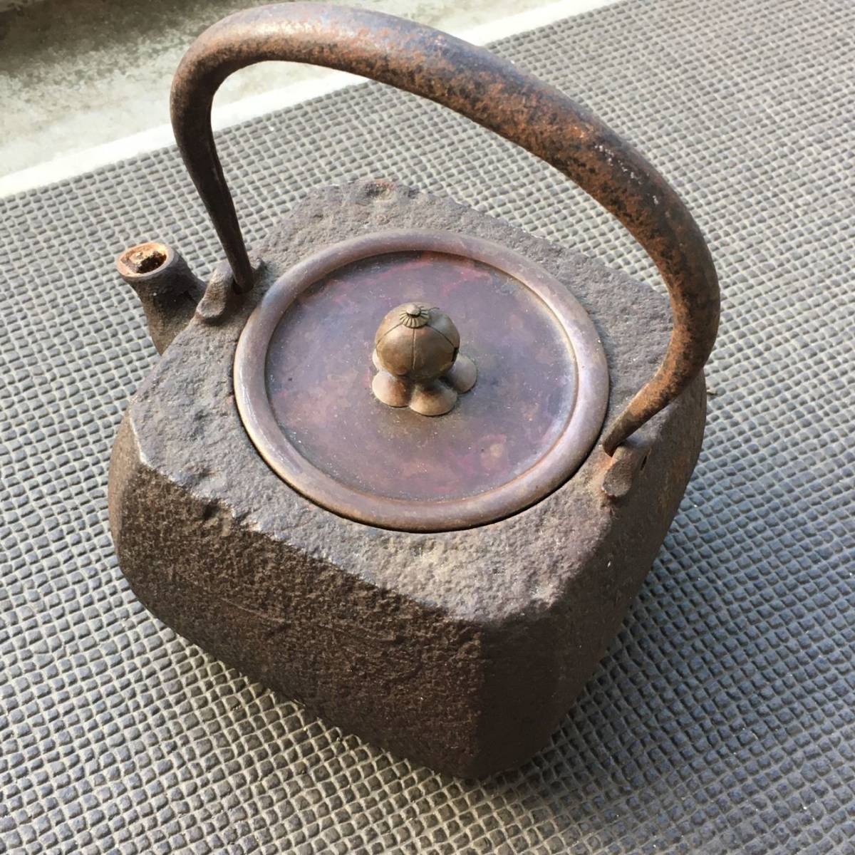 鉄瓶 茶道具 急須 銅蓋 煎茶道具 龍文堂造 金属工芸 湯沸 時代物 鉄