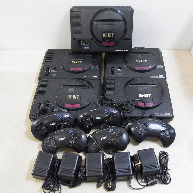MD メガドライブ 本体 HAA-2510+ACアダプタ+コントローラ まとめて5台セット SEGA セガ 未検品【40