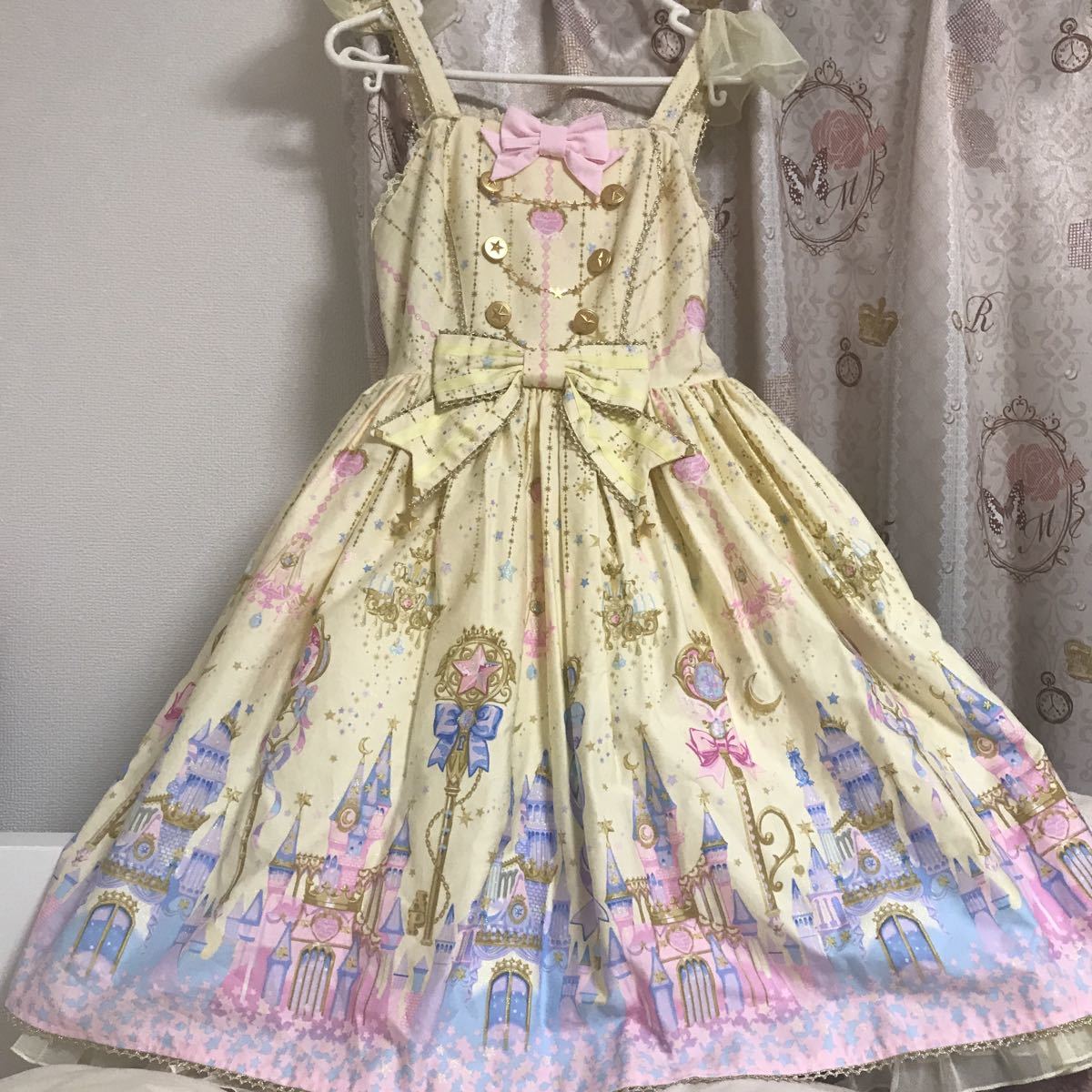超激得，低価 Angelic Pretty 魔法の鍵柄ジャンパースカート イエロー(ワンピース)｜売買されたオークション情報、yahooの商品情報をアーカイブ公開 - オークファン ワンピース