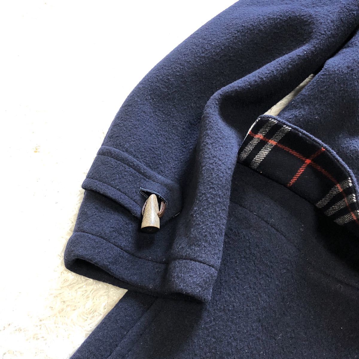 ダッフルコート カシミアメルトン ネイビー(duffle 【裏地チェック柄