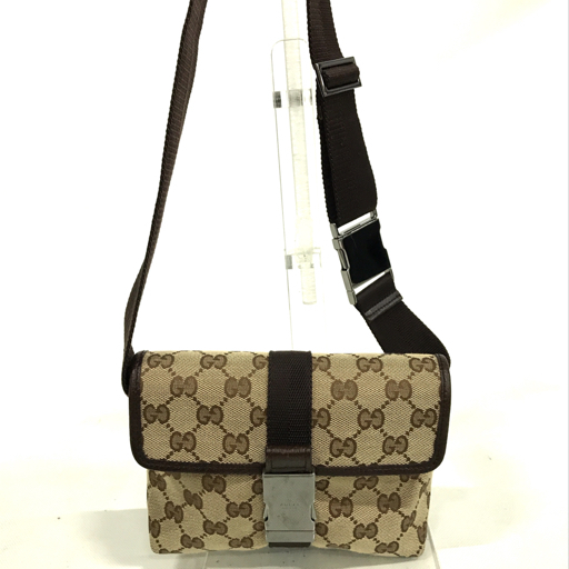 ウエストポーチ キャンバス GUCCI グッチ ボディバッグ GG柄 レザー GG
