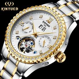 ◆新品◆１円～◆腕時計 メンズ KINYUED 高級海外ブランド トゥールビヨン 機械式 生活防水 ステンレススチール J51-1 ホワイト_1