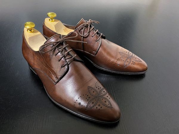  使用回数少 ルイヴィトン 7 LOUIS VUITTON モノグラム メダリオントゥ ドレスシューズ メンズ 濃茶 4253(男性用)｜売買されたオークション情報、yahooの商品情報をアーカイブ公開 - オークファン 靴