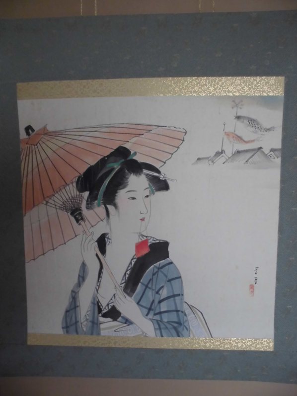 【真作】横尾芳月/美人画/美人図/掛軸/名家伝来/AC-152 真作）横尾芳月 美人 紙本 名画です -横尾芳月の中古品・