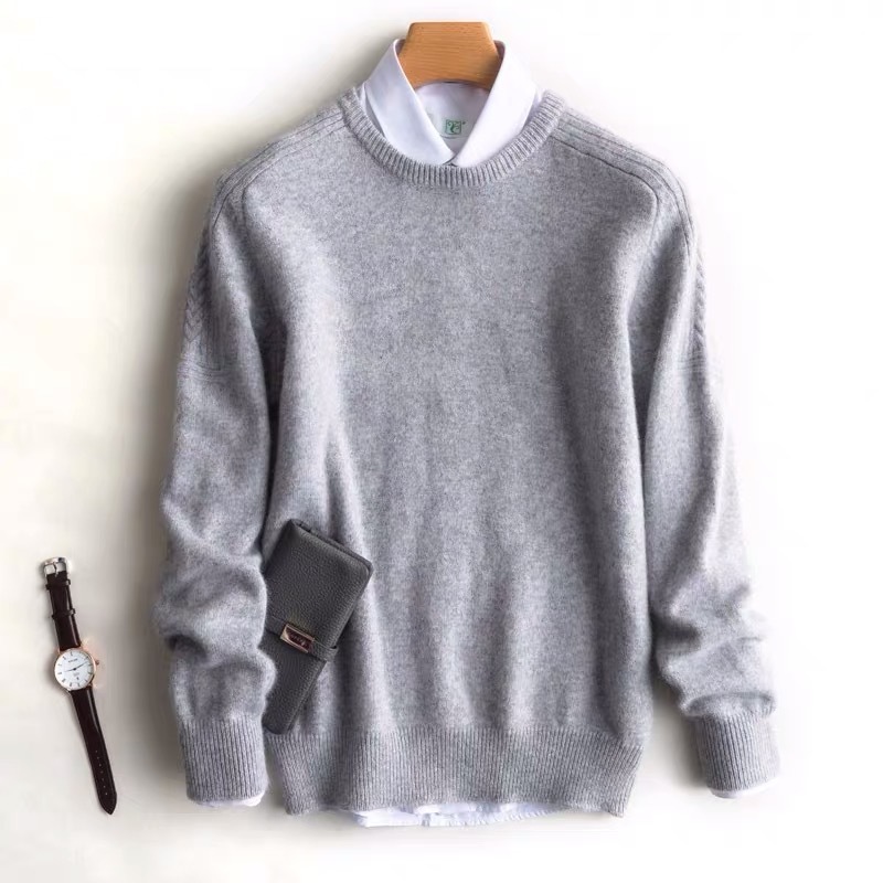 国内2日以内発送☆新品☆高品質☆カシミヤ100%厚手 暖かい着心地最高 素敵ニットセーターXL グレー