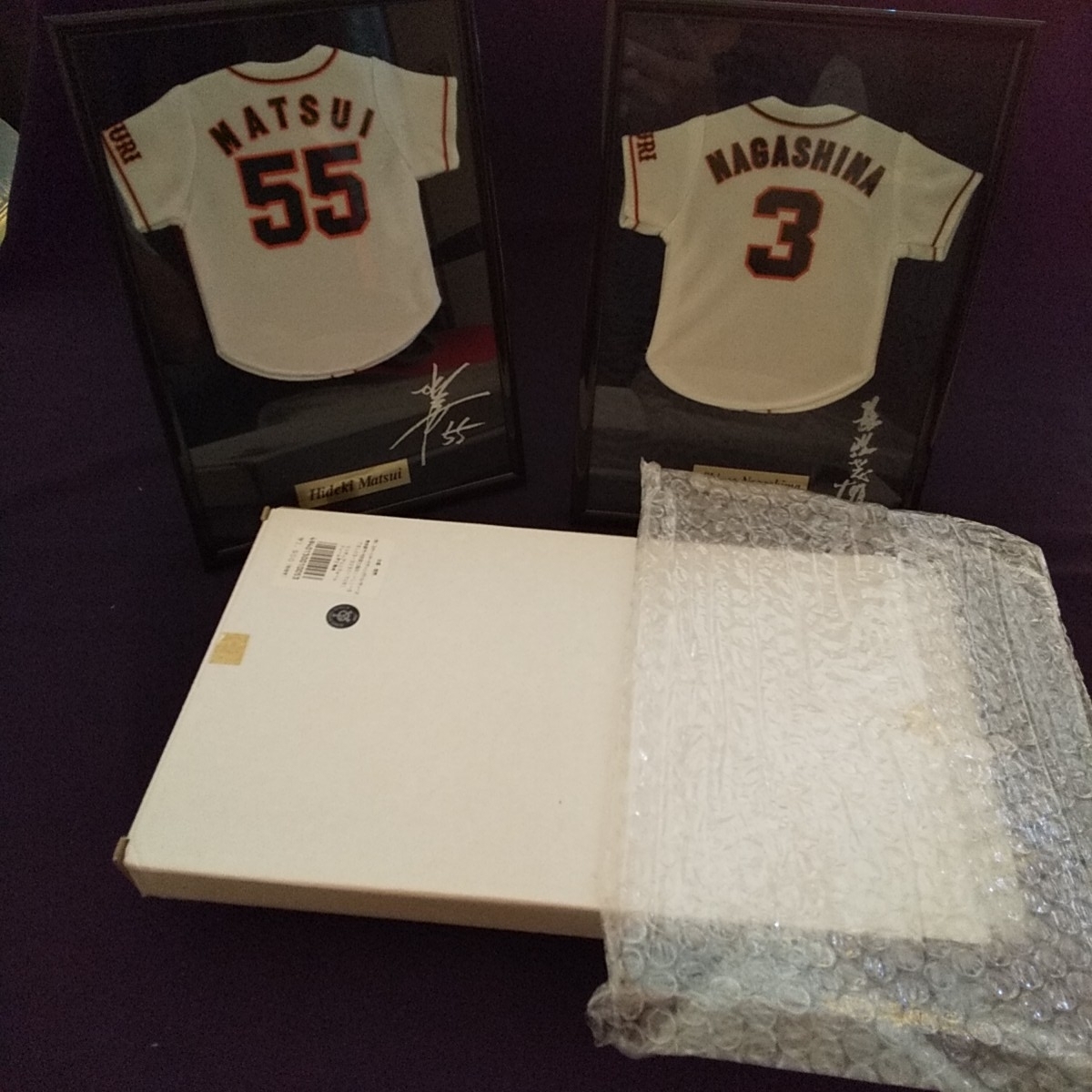 長嶋茂雄 松井秀喜 ミニチュアユニフォーム 記念プレート プリントサイン 長嶋茂雄 松井秀喜 ミニチュアユニフォーム 記念プレート プリント