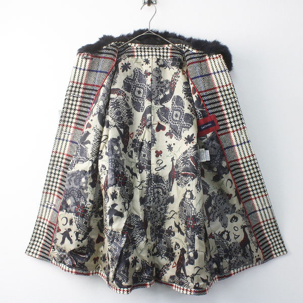 Lois CRAYON チェック ポンチョ ロイスクレヨン ファー サイズM ロイス