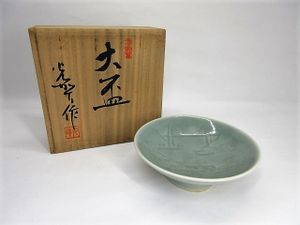 新品】有神窯 金野剛作 青海桜文菓子器 尾道の陶芸作家