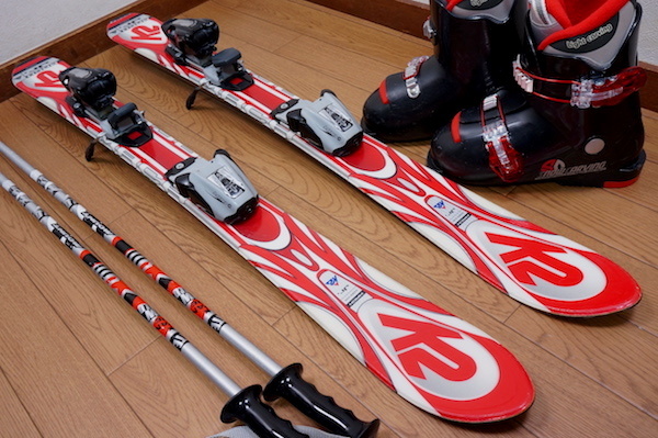 100cm 靴20cm K2 子供用カービングスキーセット 中古