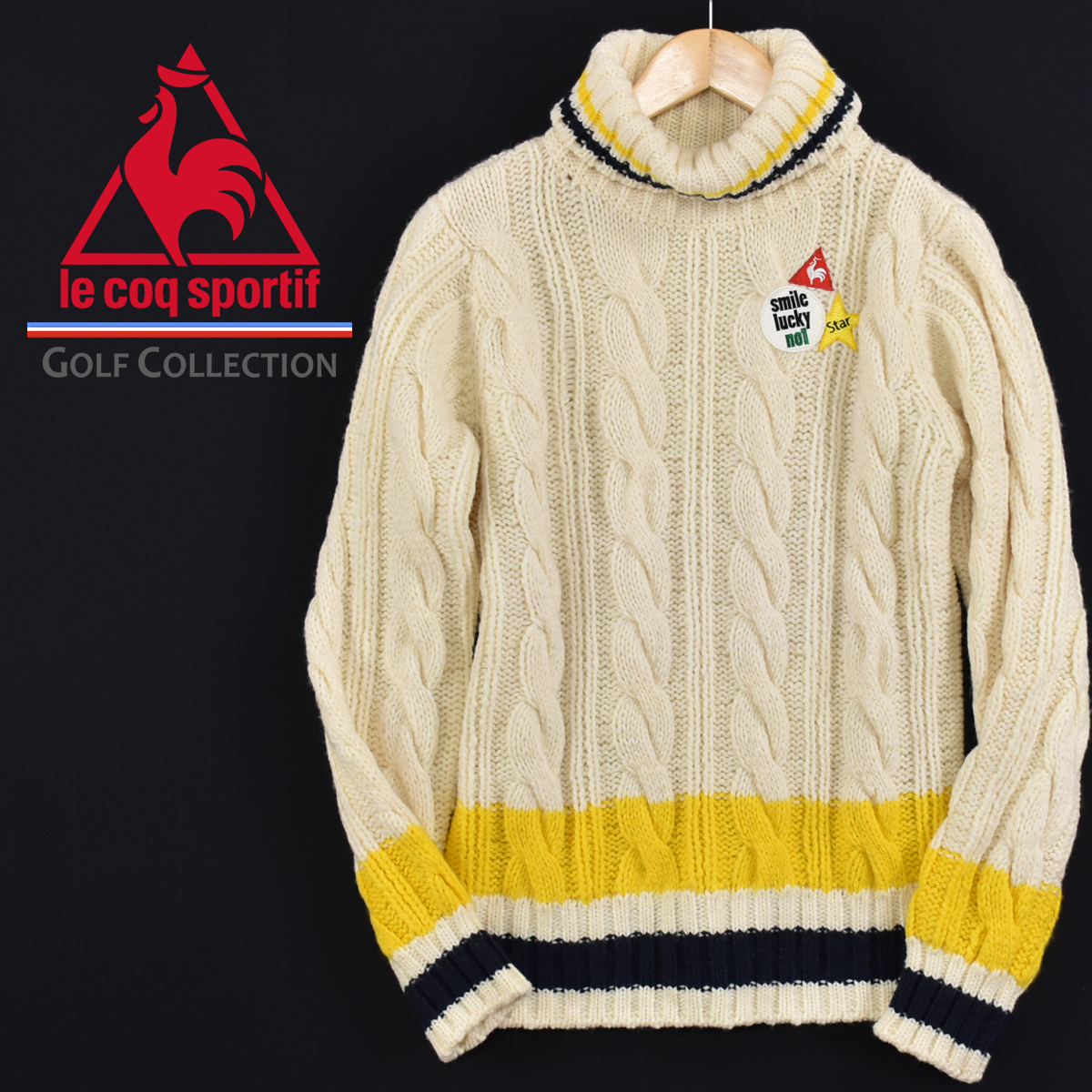 大人気，安い le coq sportif ルコック ゴルフ QGL4096 長袖 ハイネック ニット セーター クリーム色 レディース M(セーター)｜売買されたオークション情報、yahooの商品情報をアーカイブ公開 - オークファン セーター