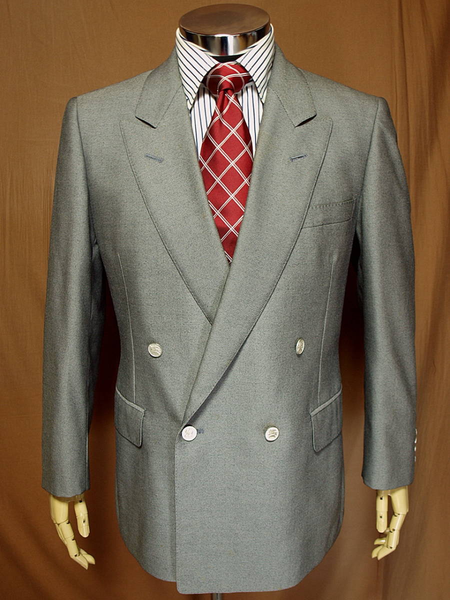 BURBERRY グレー ダブルブレストスーツ グレー系!!バーバリーWダブルブレザー(AB5サイズ)メタル釦 Burberry