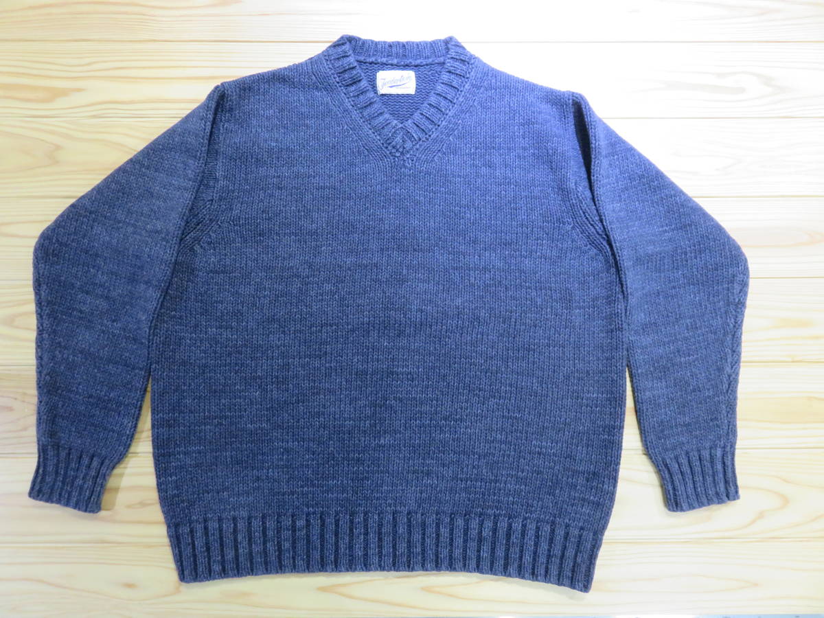 TENDERLOIN V NECK COTTON KNIT TENDERLOIN V COTTON ロゴパッチ BROWN 
