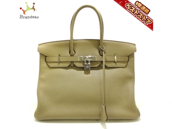 バーキン35 ハンドバッグ エルメス [エルメス] ターンロック トートバッグ エルメス HERMES ハンドバッグ バーキン35 トリヨンクレマンス カルダモン シルバー金具 □L バッグ