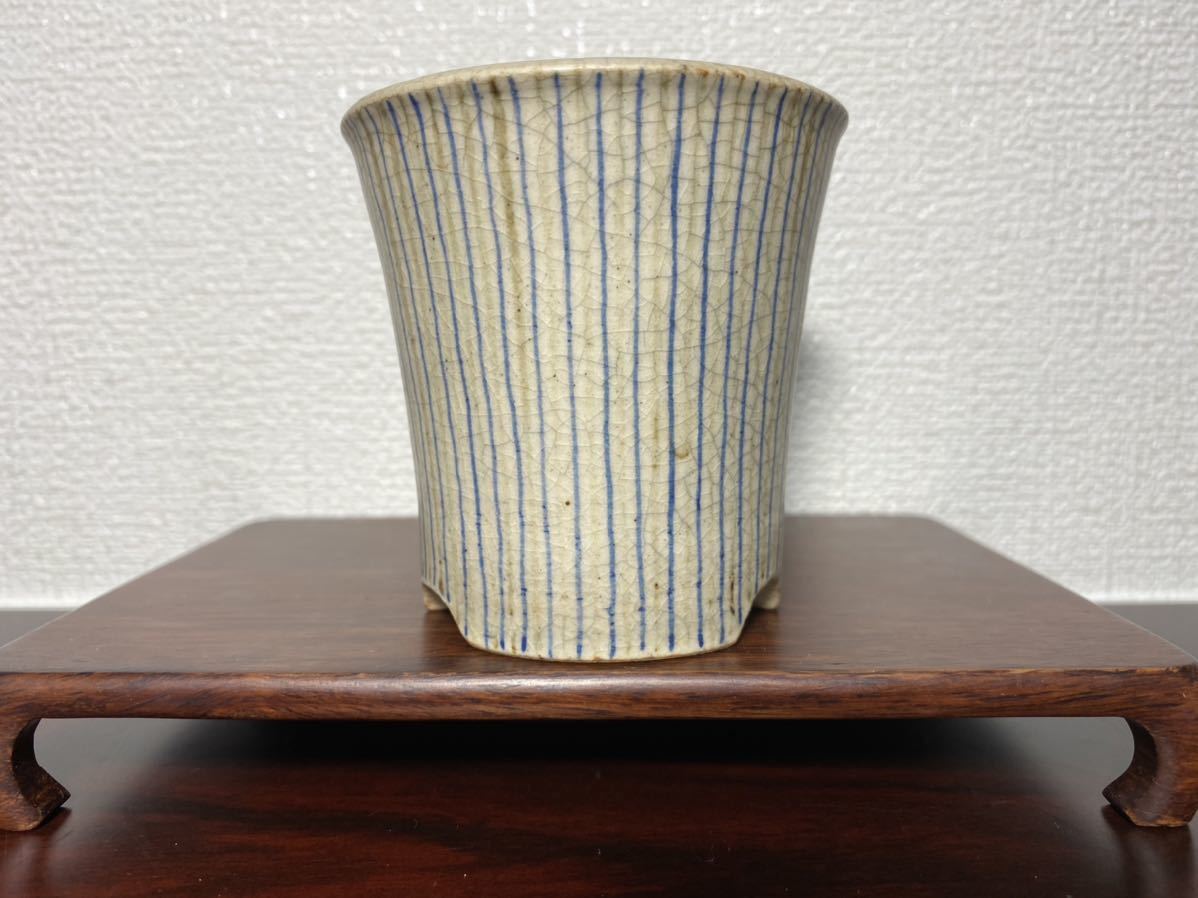 山田重俊 小品盆栽鉢 植木鉢 盆栽鉢、山田重俊、古手、絵付、丸鉢 盆栽鉢、山田重俊、古手、絵付、