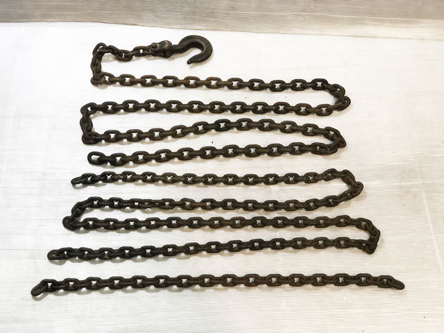 4828 中古 鈑金チェーンセット フック付チェーン 板金 鈑金塗装 フレーム修正 引っ張り 車体整備 カーメンテナンス 自動車整備機械工具