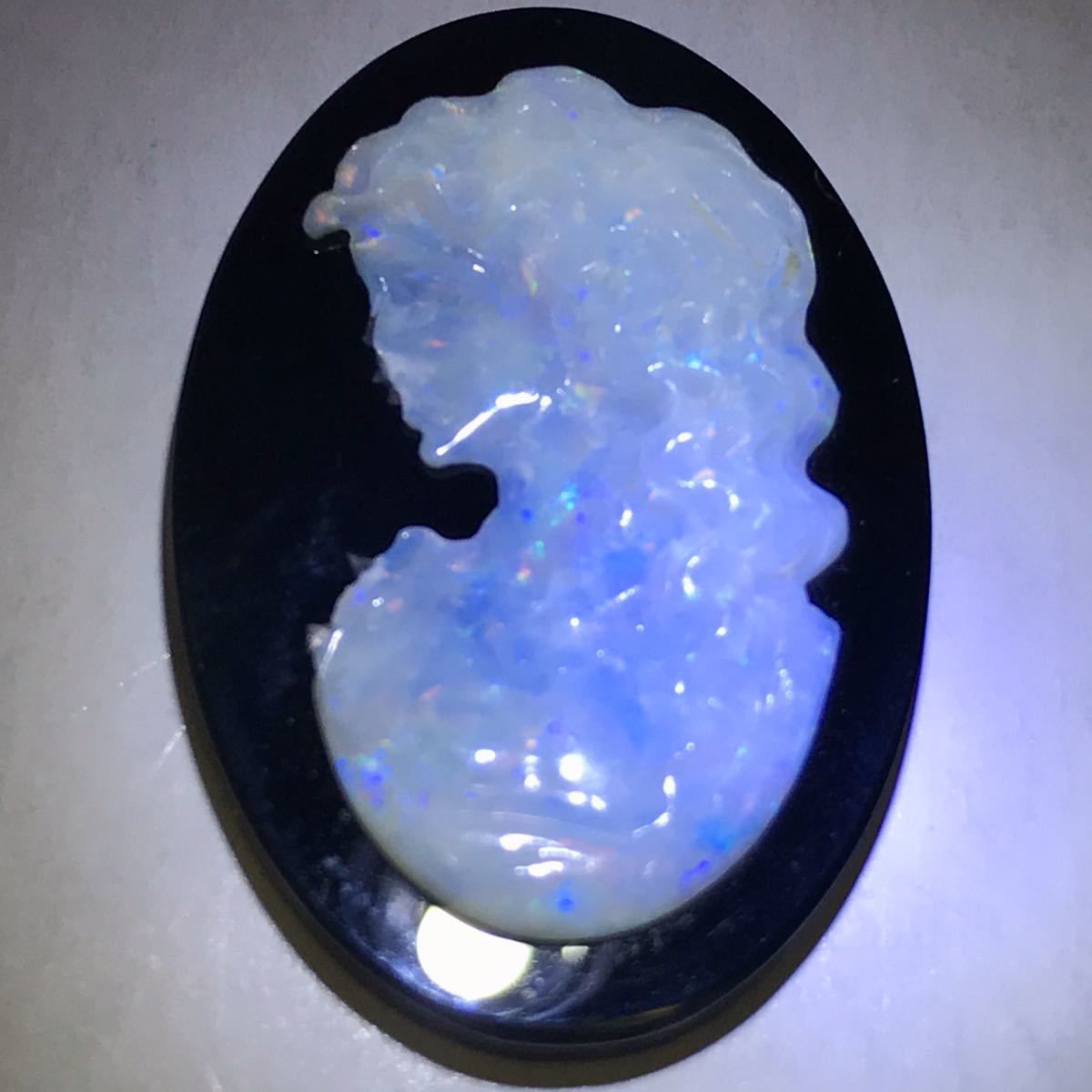 天然ウォーターオパールカメオ 15.5ct］30.05×20.16mm ソーティング付 